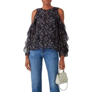 Tanya Taylor Corrine Top Black Floral Blouse